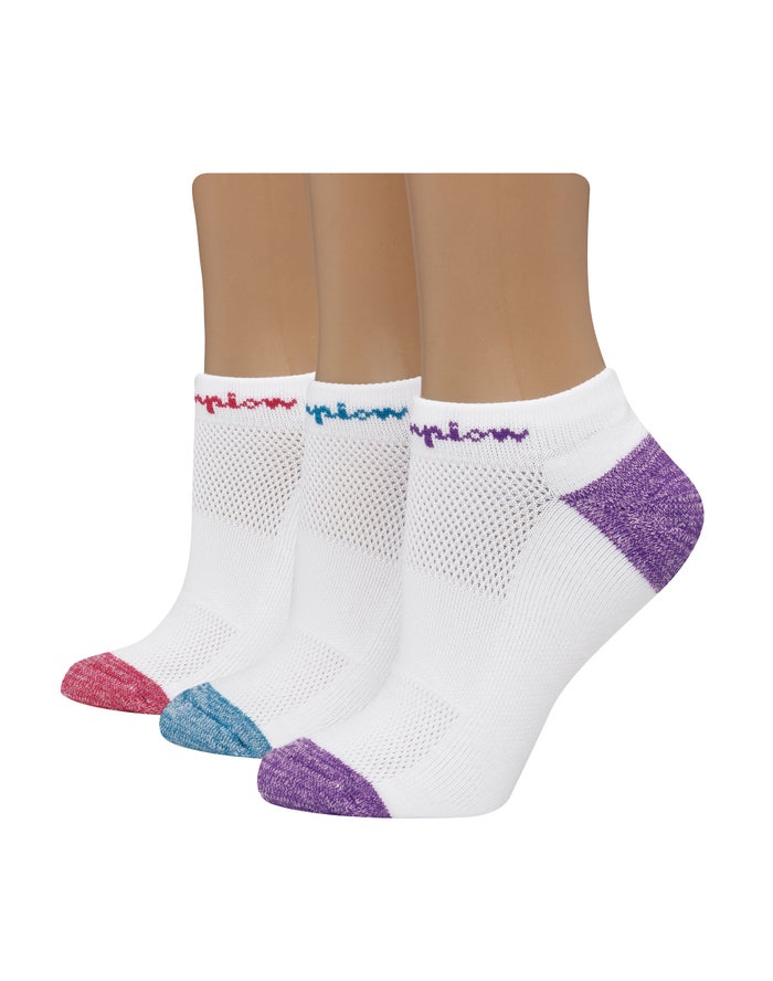 Champion Womens Socks NZ - Low-Cut Embroidered Logo 3-Pairs White ( 6287-SKQOV )